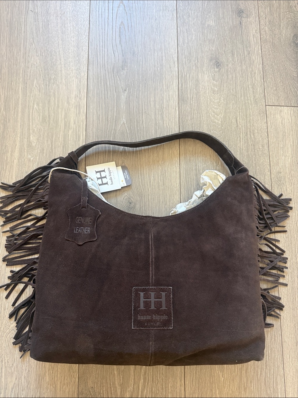 Haute Hippie Brown Suede Fringe Hobo Bag